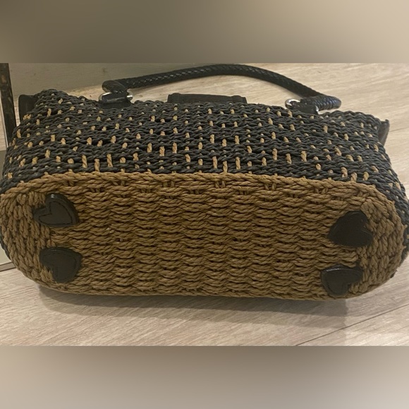 Brighton Straw Tote Shoulder Bag, Black & Tan - Picture 8 of 9